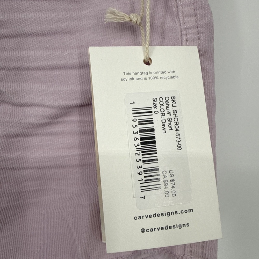NWT Carve Designs Oahu Shorts 4" Size 0 Raw Hem Corduroy Women's Purple Surf - Picture 3 of 8
